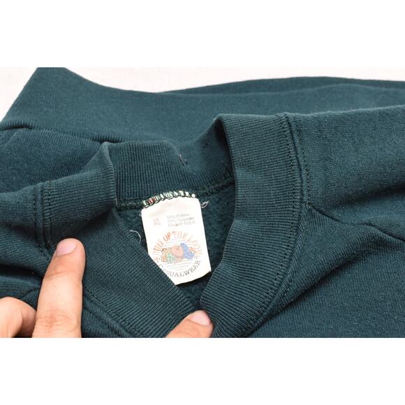 Vintage Fruit of the Loom Christmas Sweatshirt Plus Size XL Green W/ Stain - Picture 8 of 8